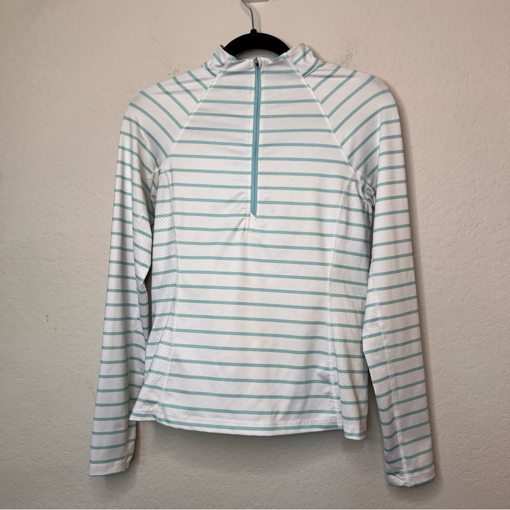 Vineyard Vines Women’s Performance Quarter Zip Polyester Spandex XS White Blue